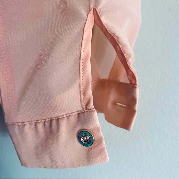 Daytrip Women's Red and Orange Ombre Long Sleeve Shirt Button Up Top Size Medium - Picture 6 of 9